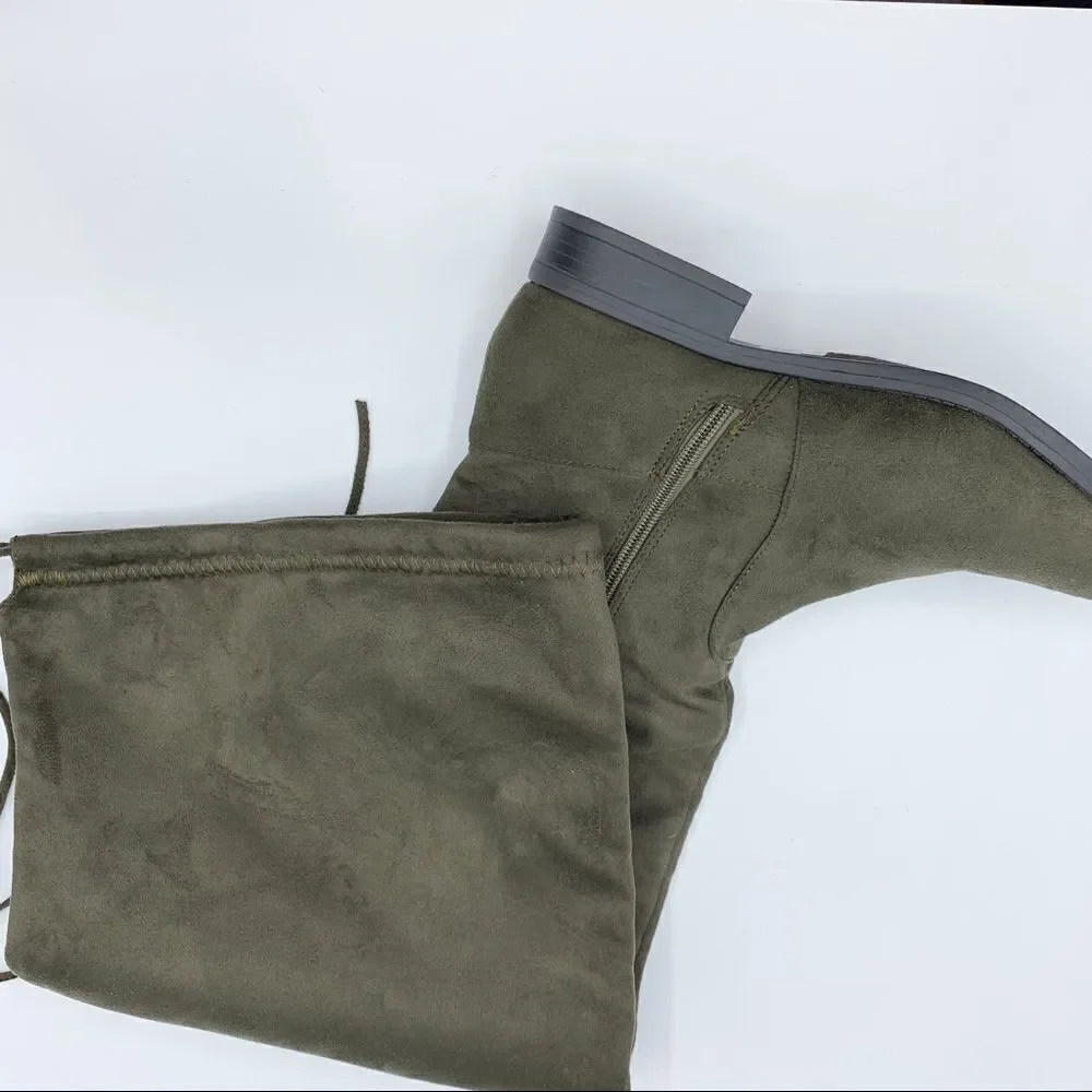 Charlotte Russe Wide Over‎ the Knee Olive Faux Suede Boots 10W